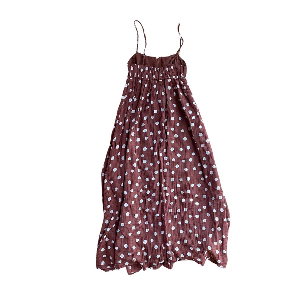 Abercrombie & Fitch Brown Polka Dot Smocked Midi Brunch Date/Picnic Dress XXSP - Picture 2 of 4